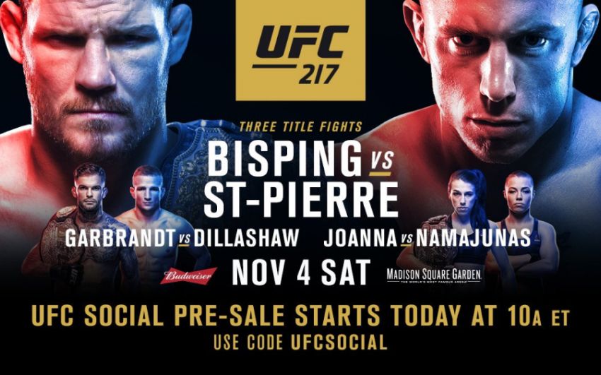 Результаты взвешивания перед турниром UFC 217: Биспинг — Сен-Пьер