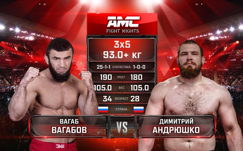 Видео боя Вагаб Вагабов - Дмитрий Андрюшко AMC Fight Nights Global: Winter Cup