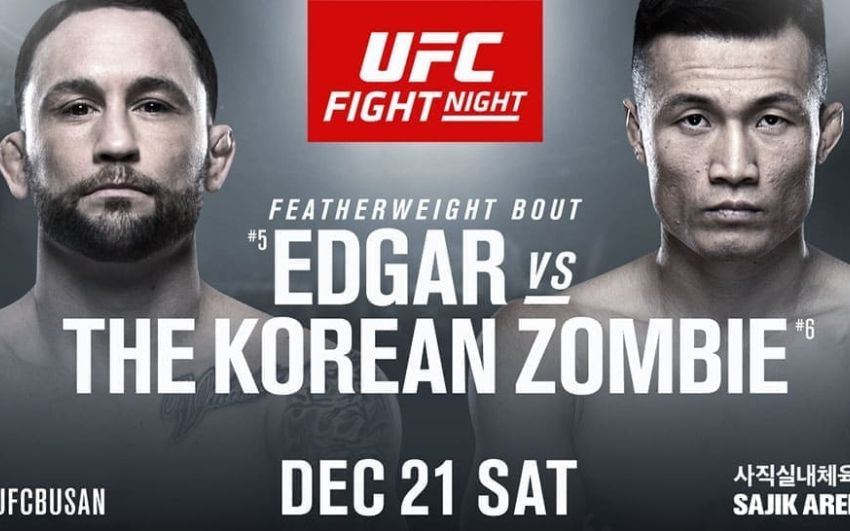Файткард турнира UFC Fight Night 165: Фрэнки Эдгар - "Корейский Зомби"