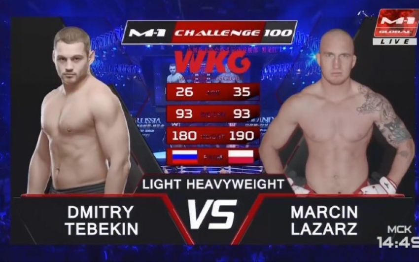 Видео боя Дмитрий Тебекин - Марцин Лазарз WKG&M-1 Challenge 100