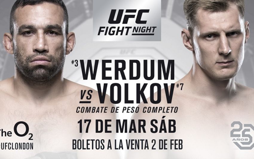 Файткард турнира UFC Fight Night 127: Вердум - Волков 