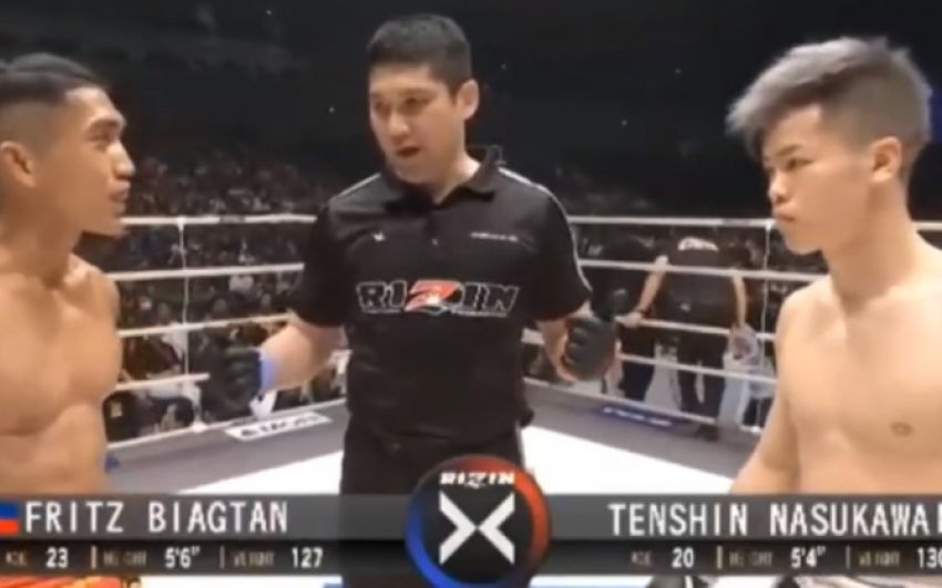 Видео боя Теншин Насукава - Фритз Алдин Бьягтан Rizin 15