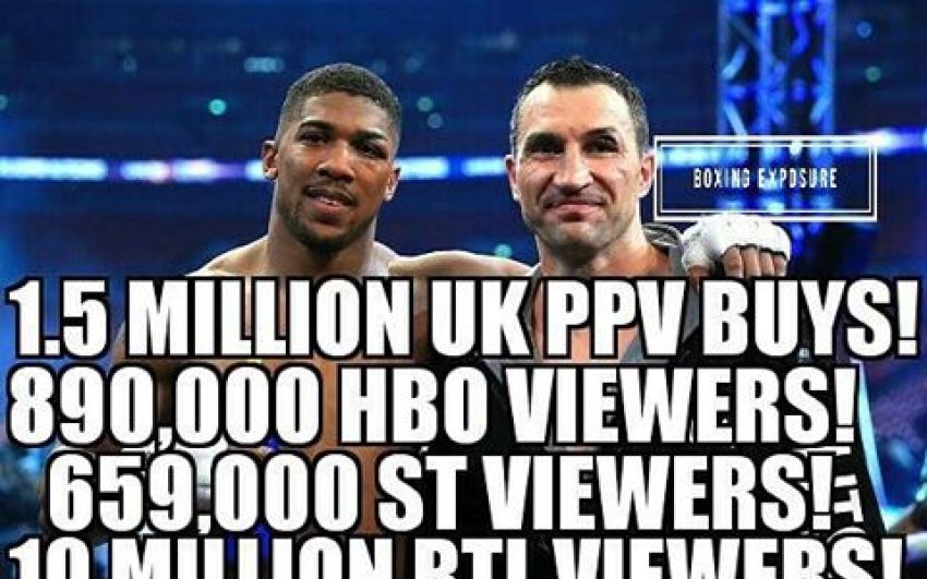 Энтони Джошуа - Владимир Кличко колличество PPV превысило 1,5 миллиона PPV