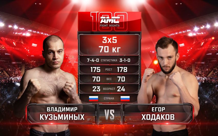 Видео боя Владимир Кузьминых – Егор Ходаков AMC Fight Nights 100