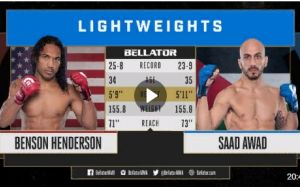 Видео боя Бенсон Хендерсон - Саад Авад Bellator 208