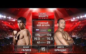 Видео боя Венер Галиев - Диего Брандао FIGHT NIGHTS GLOBAL 67