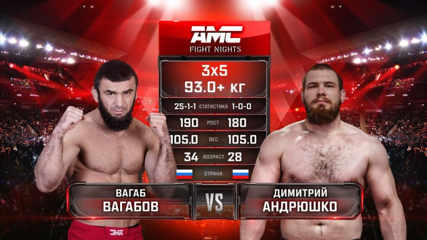 Видео боя Вагаб Вагабов - Дмитрий Андрюшко AMC Fight Nights Global: Winter Cup