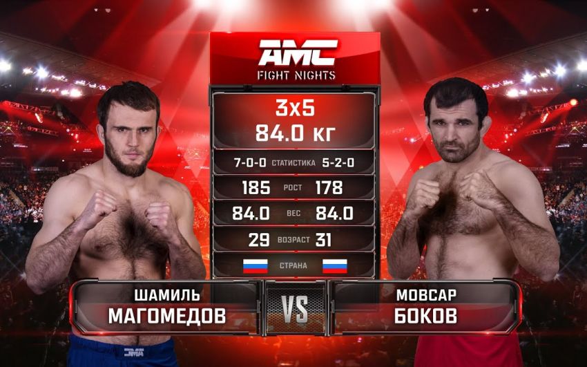 Видео боя Шамиль Магомедов - Мовсар Боков AMC Fight Nights Global: Winter Cup
